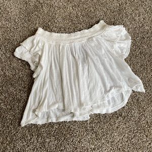 Off the shoulder white flowy crop top